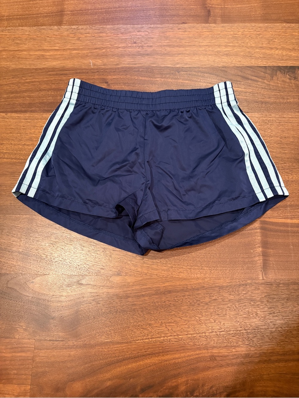 Edikted Navy Women's Athletic Shorts with Contrast Side Stripes